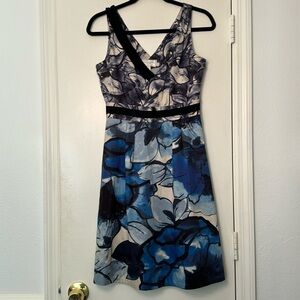 Anthropologie Moulinette Soeurs Indigo Garden Watercolor Blue Dress Size 2